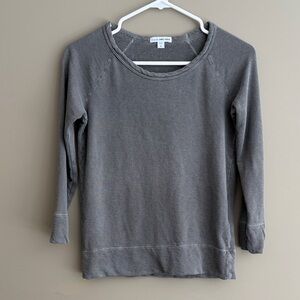 James Perse Washed Gray 3/4 Sleeve Crew Sweatshirt size 0